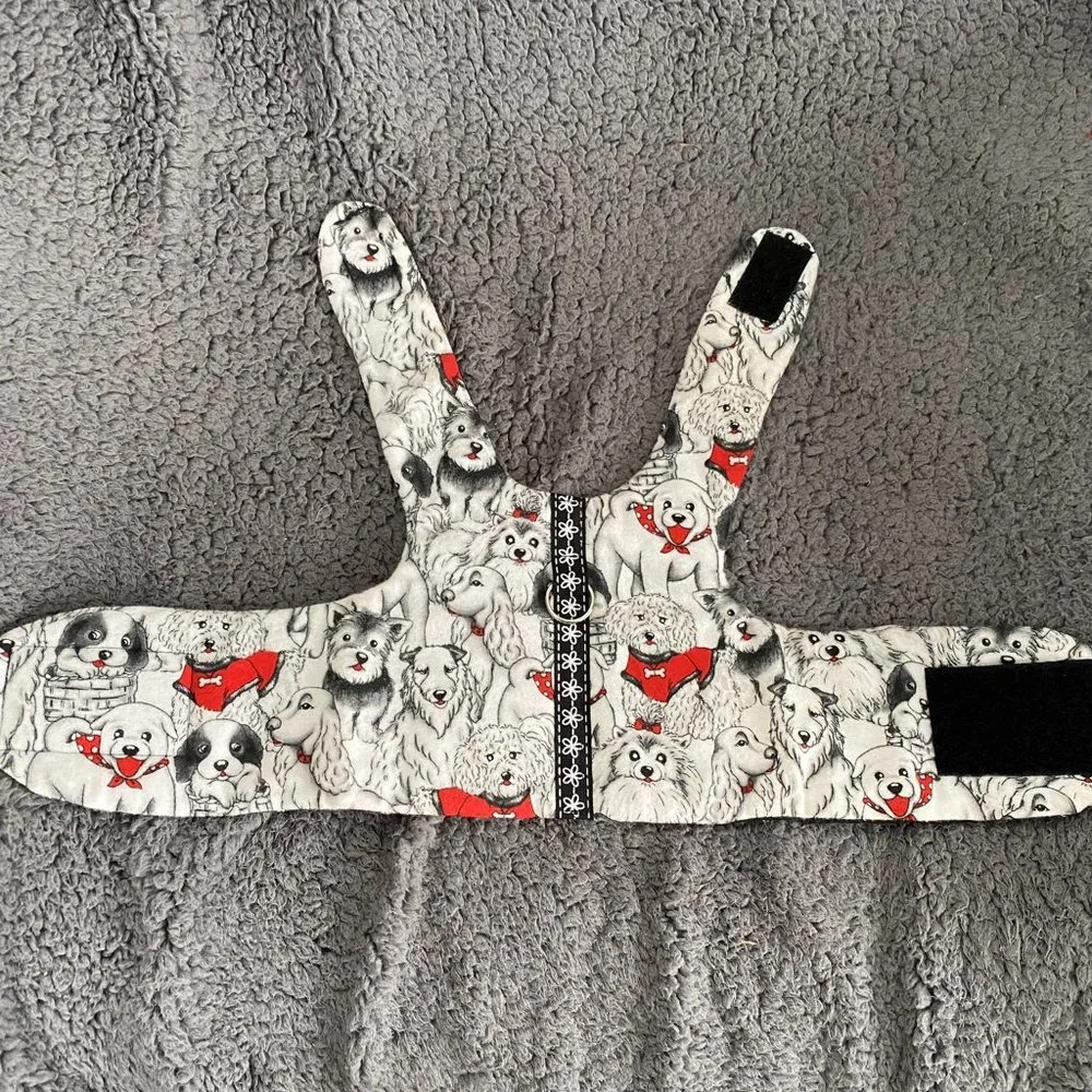 NEW- SMALL FLANNEL DOG HARNESS - handmade